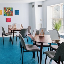 a craft room with paints