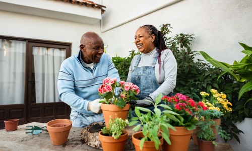 a man and a woman gardening