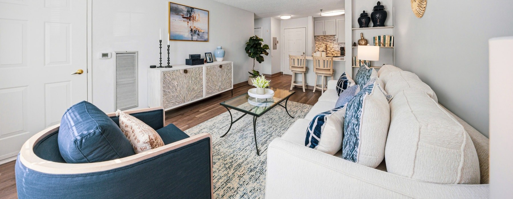 Open space living area with natural lighting