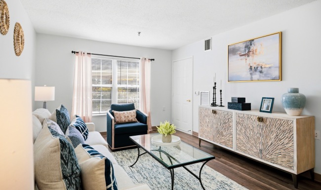 Open space living area with natural lighting